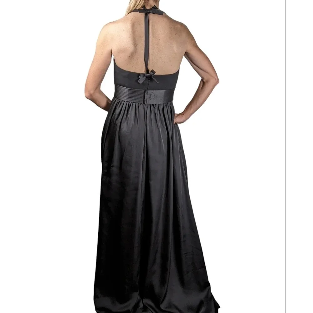 White by Vera Wang Black Halter Open Back Slit Gown Size 4 - Picture 6 of 15